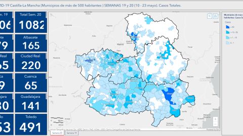 Mapa de la evolución del coronavirus de CLM por provincias Mapa de la evolución del coronavirus de CLM por provincias