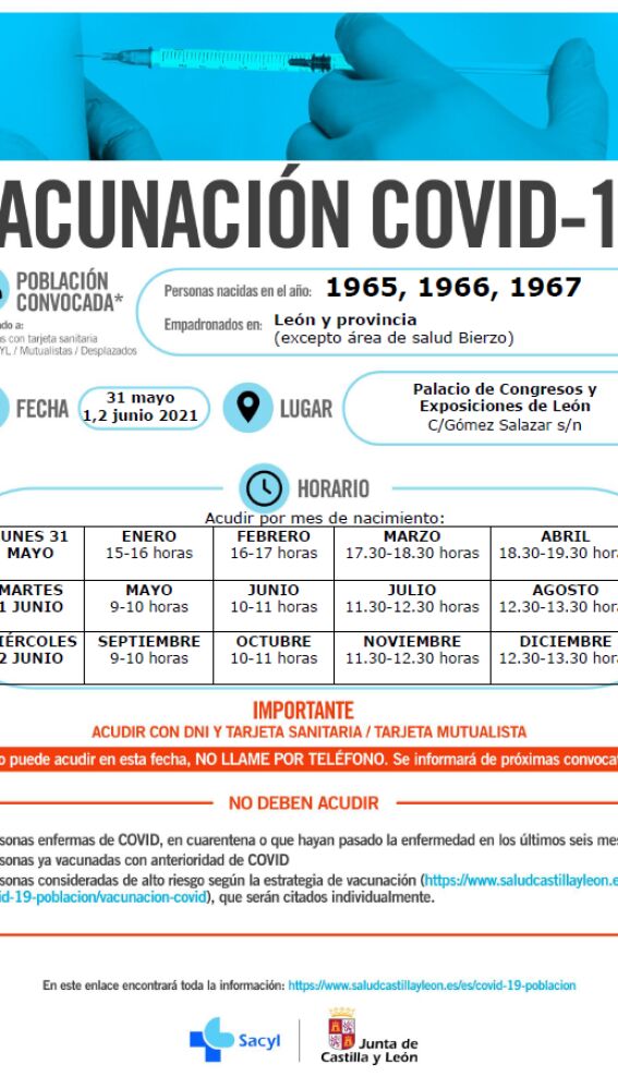 Calendario de vacunación para la primera semana de junio