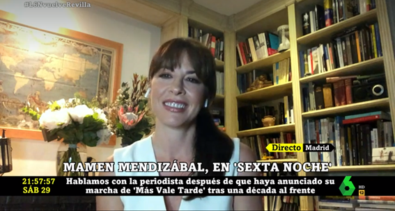 Mamen Mendizábal explica los motivos por los que deja 'Más vale tarde' y da algunas pistas sobre su futuro Mamen Mendizábal explica los motivos por los que deja 'Más vale tarde' y da algunas pistas sobre su futuro