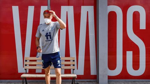 Luis Enrique durante un entrenamiento de la selección española