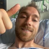 Christian Eriksen, en el hospital
