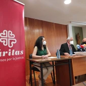 Miembros de Cáritas Ciudad Real durante la rueda de prensa Miembros de Cáritas Ciudad Real durante la rueda de prensa