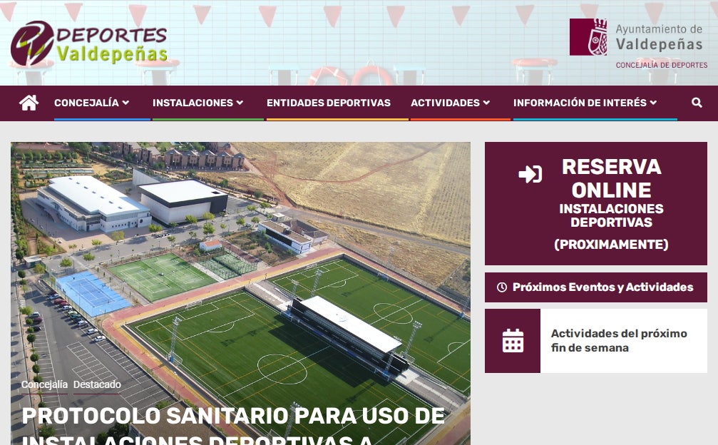 La web de Deportes de Valdepeñas se renueva La web de Deportes de Valdepeñas se renueva