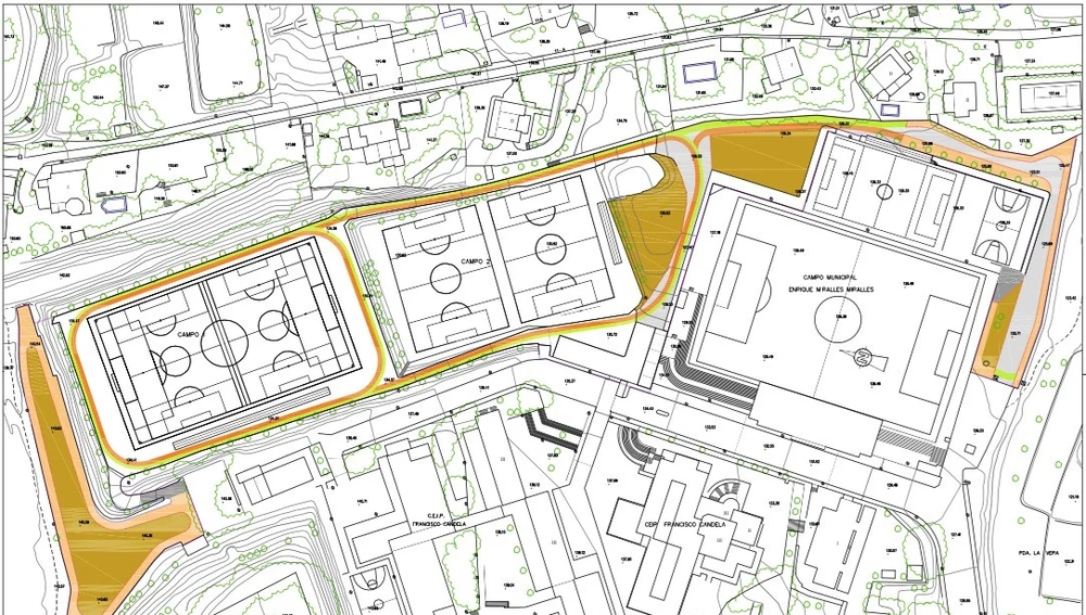 Plano circuito de entrenamiento multidisciplinar proyectado en Crevillent.