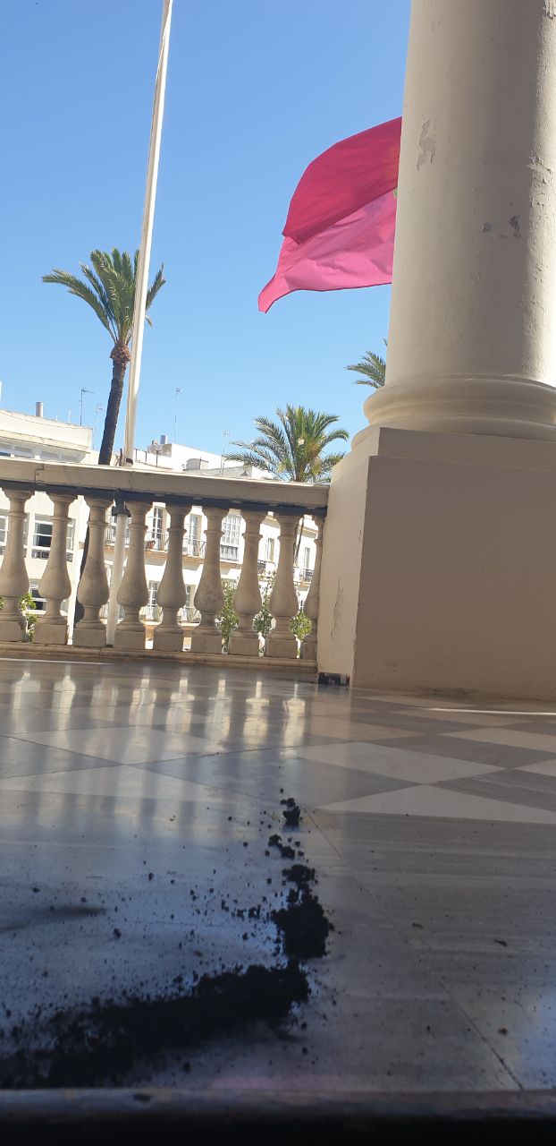 Tres bombas de humo lanzadas por policías locales obligan a suspender el pleno telemático de Cádiz Tres bombas de humo lanzadas por policías locales obligan a suspender el pleno telemático de Cádiz
