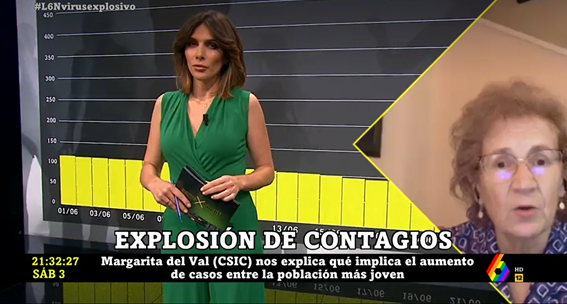 Margarita del Val alerta de que hay jóvenes con coronavirus que "progresan rápidamente hacia la gravedad" Margarita del Val alerta de que hay jóvenes con coronavirus que "progresan rápidamente hacia la gravedad"