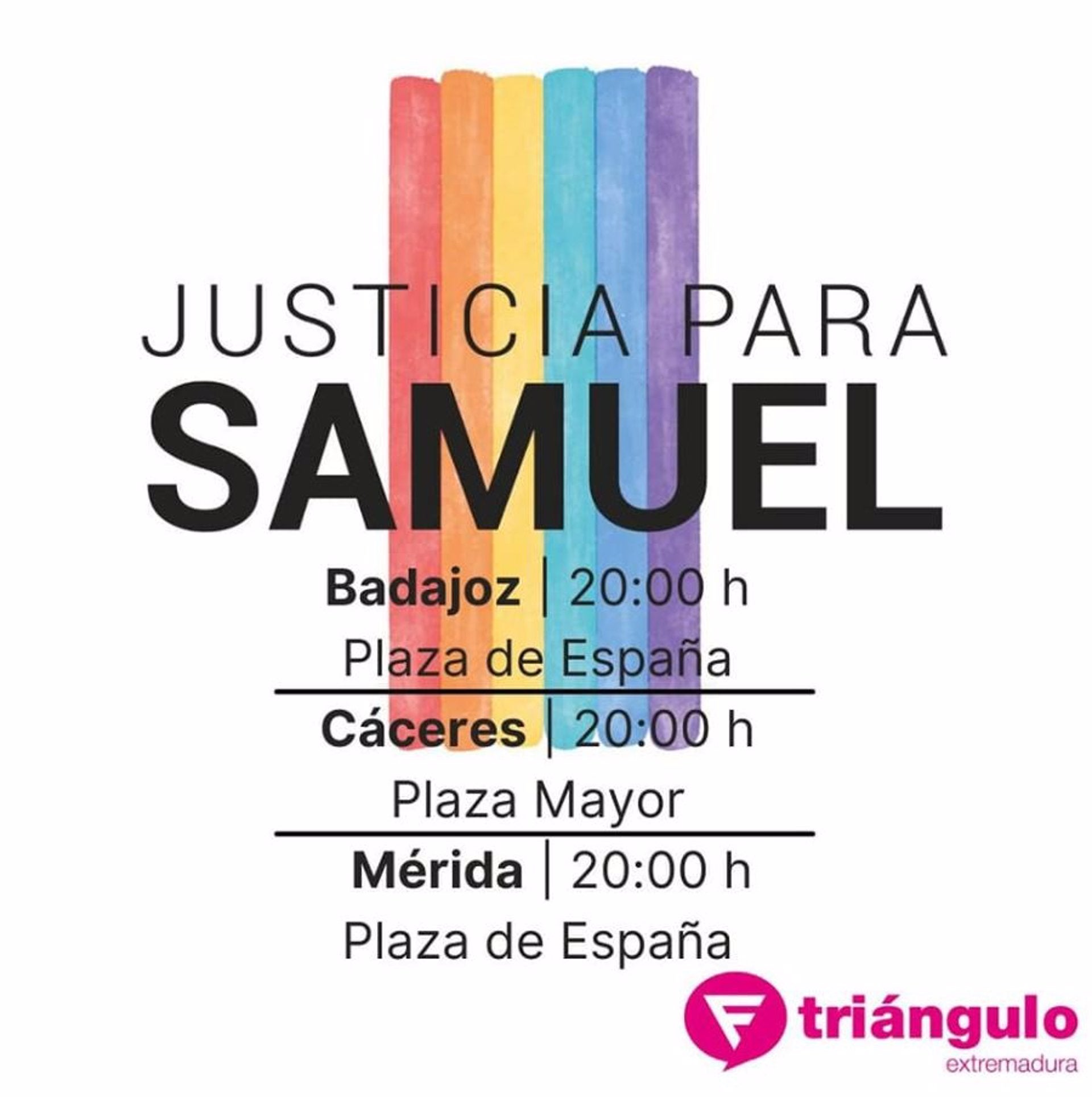 La Fundación Triángulo de Extremadura se suma a las concentraciones por el asesinato de Samuel La Fundación Triángulo de Extremadura se suma a las concentraciones por el asesinato de Samuel