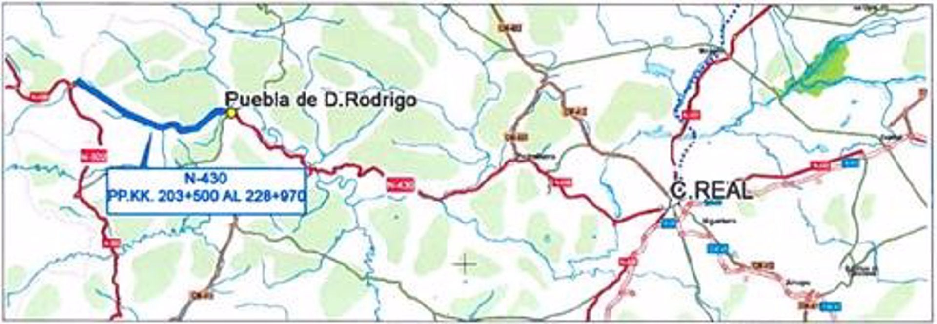 Licitada la obra de rehabilitación del firme de la N-430 entre el límite provincial con Badajoz y Puebla de Don Rodrigo Licitada la obra de rehabilitación del firme de la N-430 entre el límite provincial con Badajoz y Puebla de Don Rodrigo