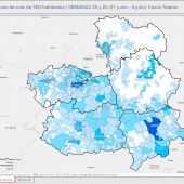 Mapa de los datos de contagios de Castilla-La Mancha y por provincias