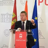 García-Page durante su intervención en Puertollano García-Page durante su intervención en Puertollano