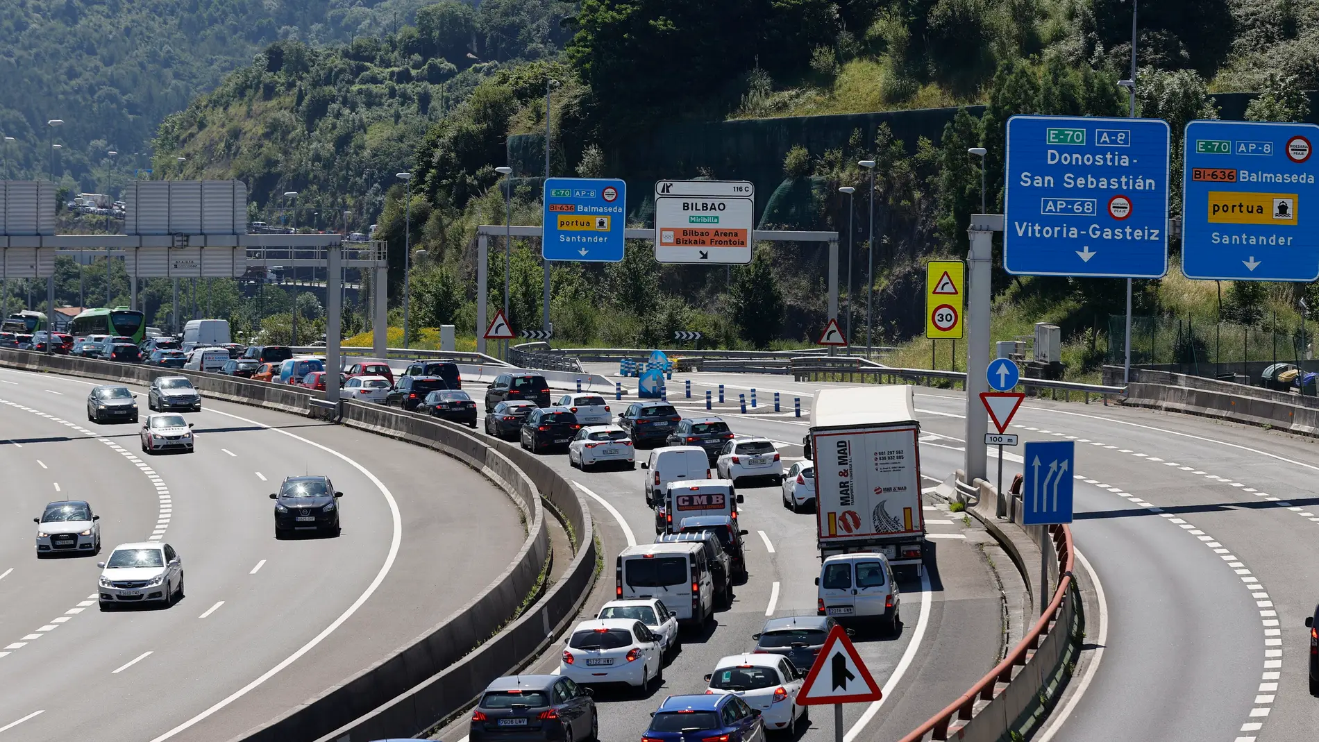 Imagen de retenciones en carreteras españolas.