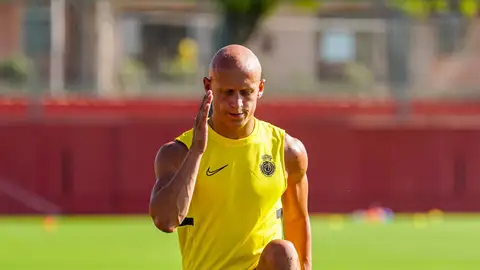 El jugador del Real Mallorca, Víctor Mollejo, durante un entrenamiento RCD Mallorca