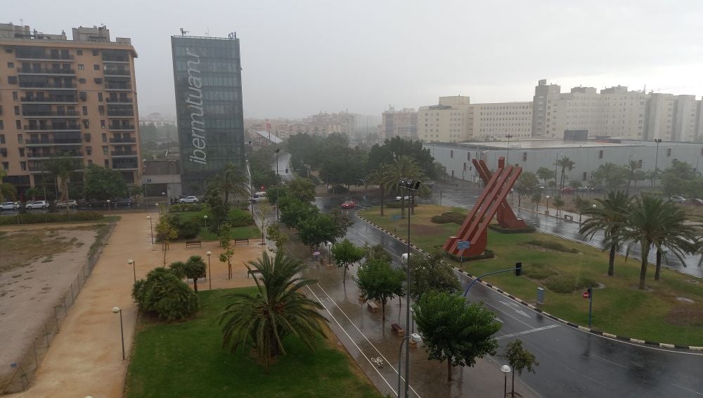 La fuerte lluvia restó visibilidad al horizonte