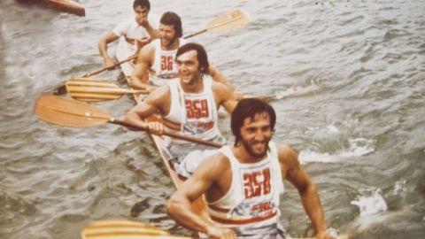 Esteban Celorrio con el equipo español en Montreal 1976