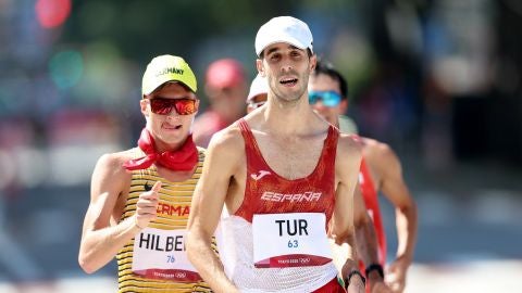 El atleta de Ibiza Marc Tur, durante la carrera de 50 kil&oacute;metros marcha de los Juegos Ol&iacute;mpicos de Tokio. 