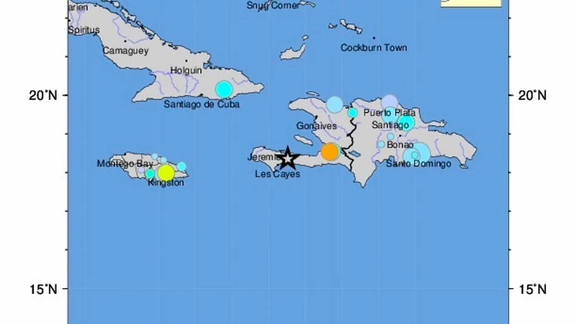Epicentro del terremoto de 7,2 grados en Haití