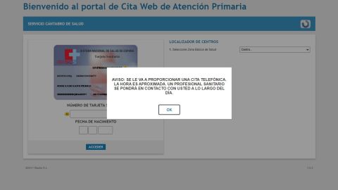 Portal cita web SCS Cita Previa