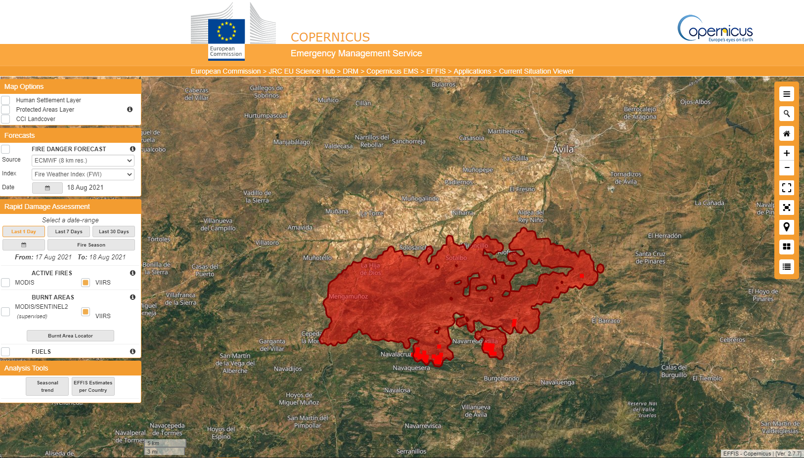 El incendio de Navalacruz es ya el cuarto más importante en España desde que se tienen registros El incendio de Navalacruz es ya el cuarto más importante en España desde que se tienen registros