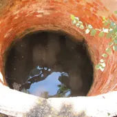 Pozo donde fueron rescatados la persona y sus dos perros Pozo donde fueron rescatados la persona y sus dos perros