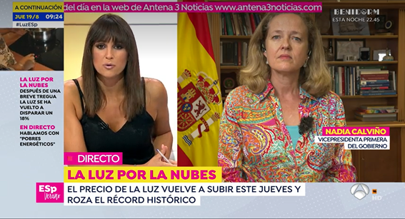 Calviño, sobre el precio de la luz: "En tres años no se pueden compensar diez años de inacción" Calviño, sobre el precio de la luz: "En tres años no se pueden compensar diez años de inacción"