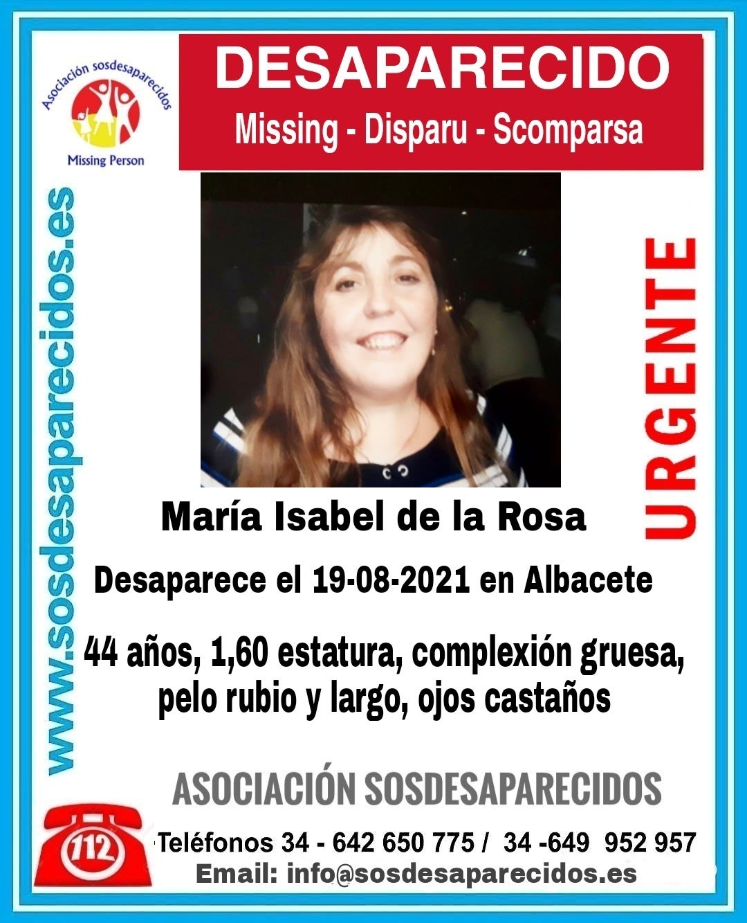 Continúa la búsqueda de María Isabel, una vendedora de la Once desaparecida desde el jueves en Albacete Continúa la búsqueda de María Isabel, una vendedora de la Once desaparecida desde el jueves en Albacete