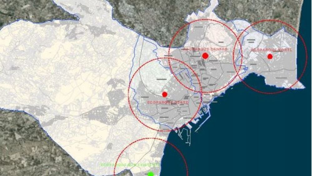 Mapa con la Red de Ecoparques