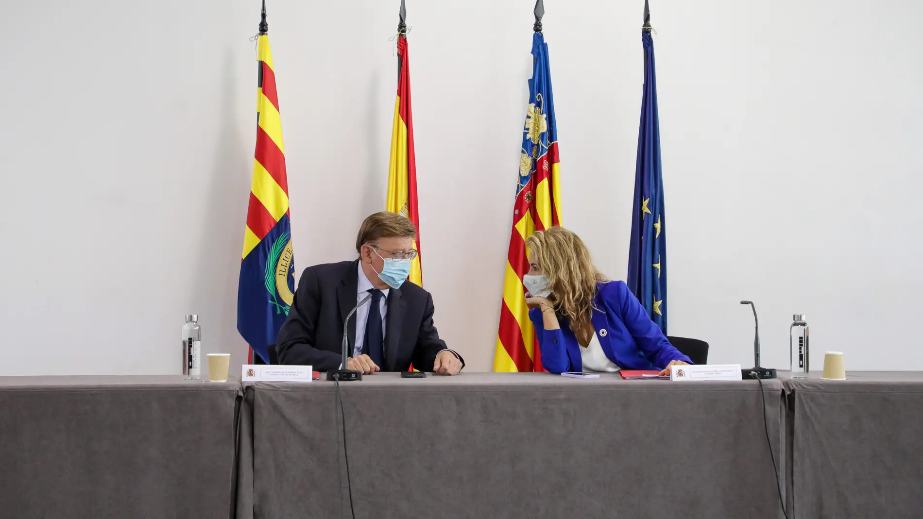 Ximo Puig, presidente de la Generalitat Valenciana, y Raquel Sánchez, ministra de Transportes, en Elche.