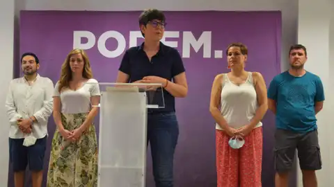 La coordinadora de Podem en la Comunitat, Pilar Lima, en la sede de València. La coordinadora de Podem en la Comunitat, Pilar Lima, en la sede de València.