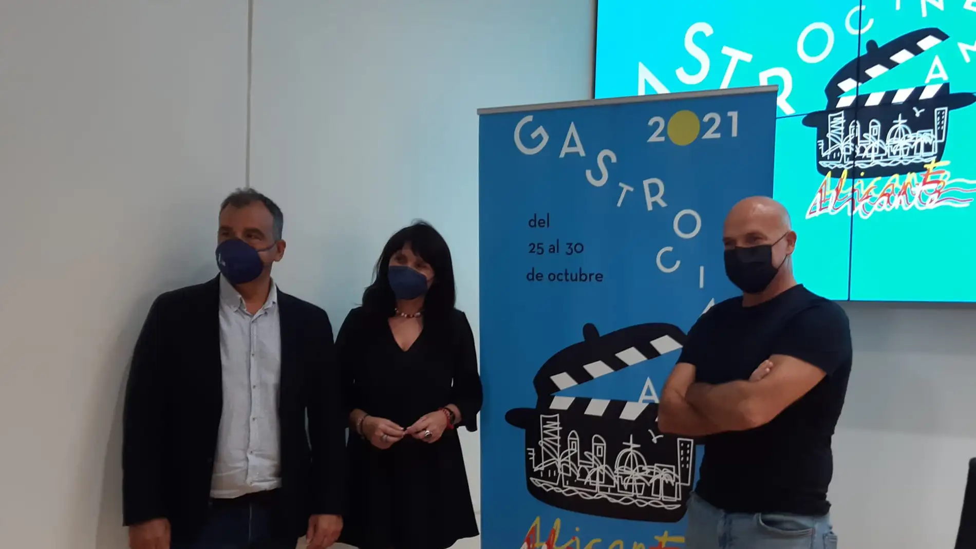 Seva, Parra y Crespo en la presentación del cartel de 'Gastro Cinema' 