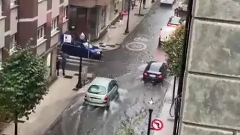 Inundación por la lluvia en Gijón Inundación por la lluvia en Gijón