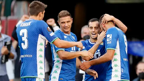 Edgar, Joaquín, Juanmi y Borja Iglesias celebran un tanto. Edgar, Joaquín, Juanmi y Borja Iglesias celebran un tanto.