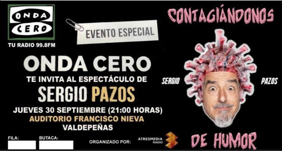 Sergio Pazos, contagiará de humor Valdepeñas el próximo día 30 de septiembre Sergio Pazos, contagiará de humor Valdepeñas el próximo día 30 de septiembre