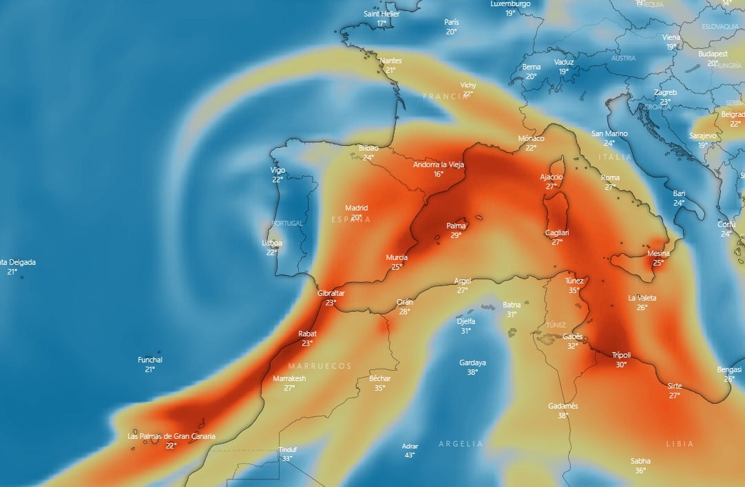 La nube de azufre del volcán de La Palma llegará a la Península este viernes La nube de azufre del volcán de La Palma llegará a la Península este viernes