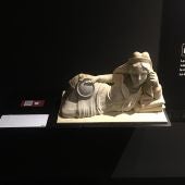 Una de las piezas de la exposición sobre el pueblo etrusco que se exhiben actualmente