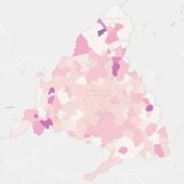 Mapa de la incidencia de contagio en la Comunidad de Madrid