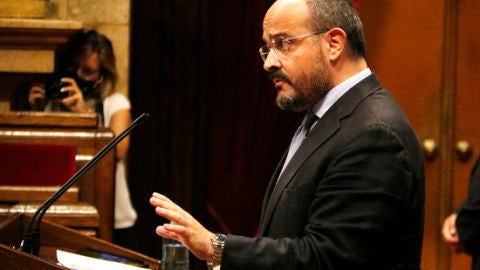 El l&iacute;der del PP catal&agrave;, Alejandro Fern&agrave;ndez, en una intervenci&oacute; al Parlament. 