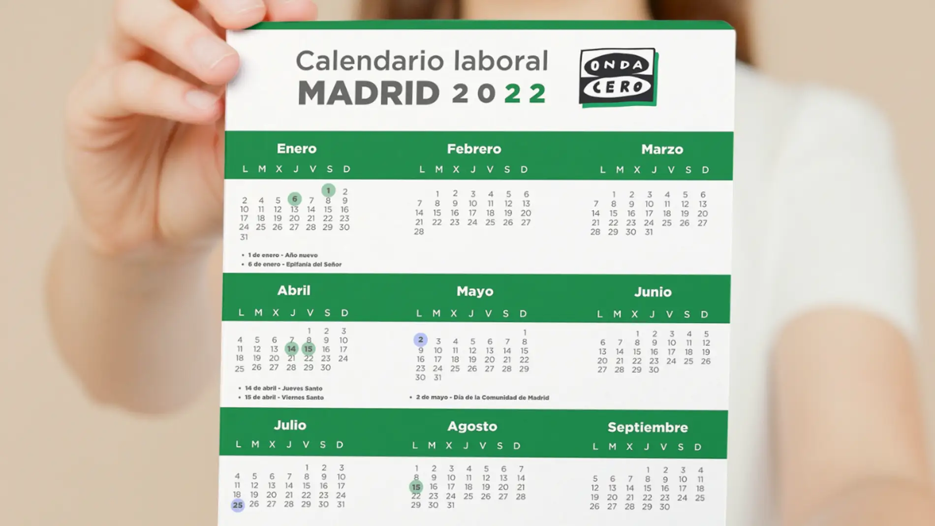 El calendario laboral de Madrid para 2022: días festivos