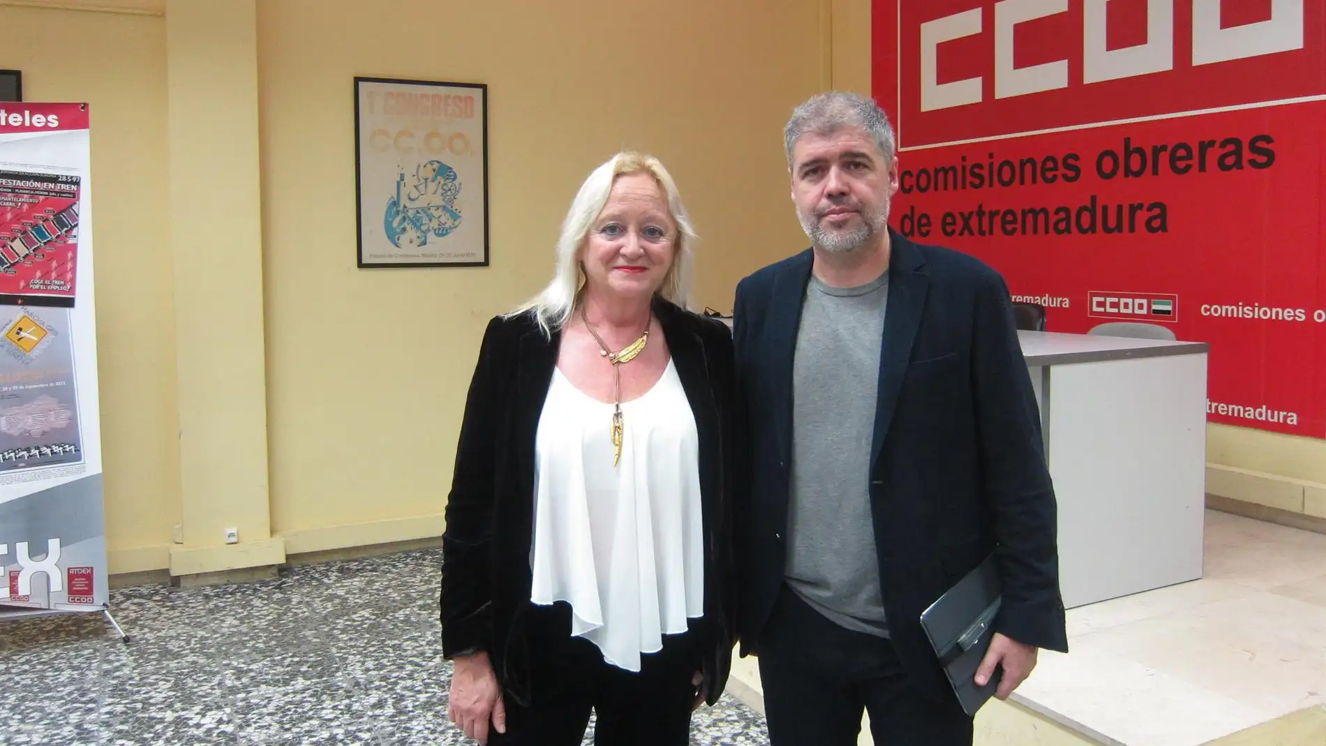 Acto del sindicato CCOO este miércoles en Badajoz con Unai Sordo y Encarna Chacón