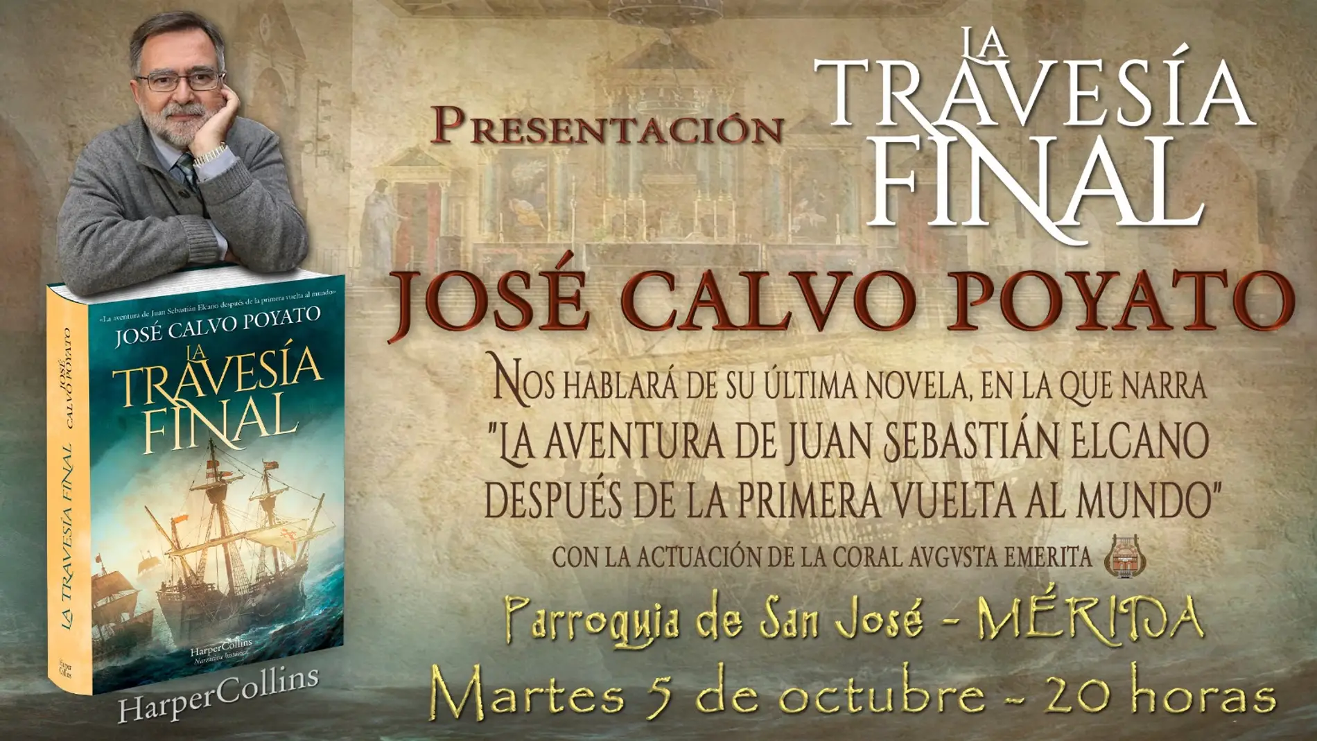 El escritor José Calvo Poyato presenta su nueva novela “La Travesía Final” en Mérida