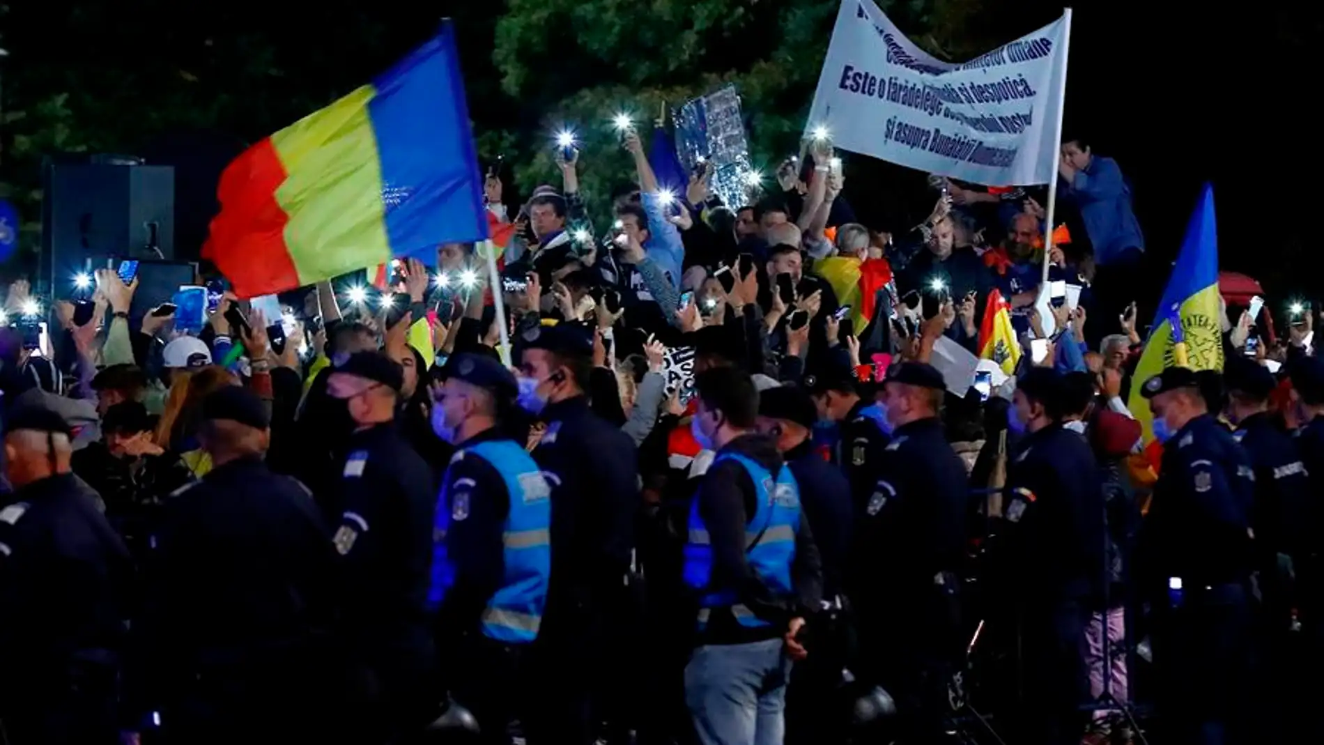 Protestas contra las restricciones en Bucarest, Rumanía