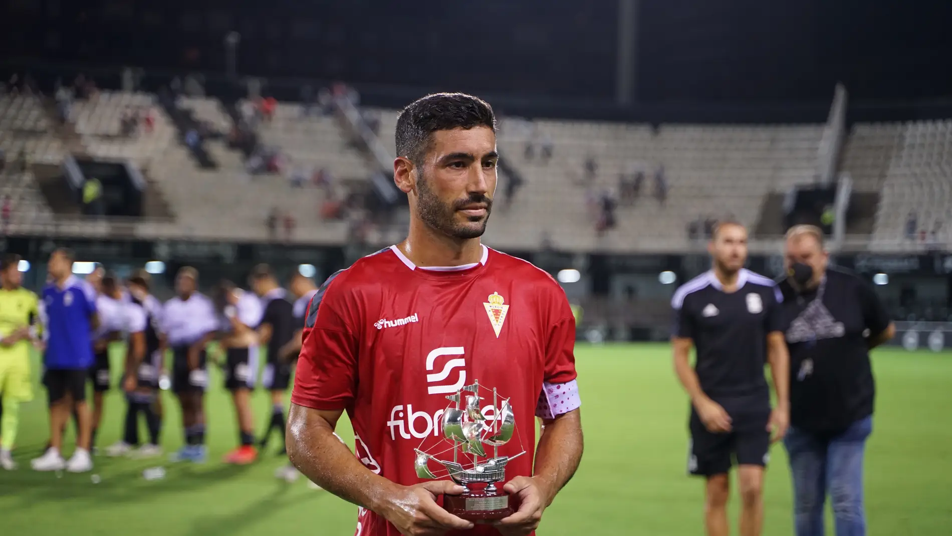 El defensa del Real Murcia, Antonio López, el pasado mes de agosto en el trofeo Carabela de Plata del estadio Cartagonova