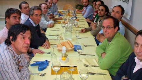 Parisi en una cena con investigadores de la Universidad de Zaragoza, incluido Alfonso Tarancón