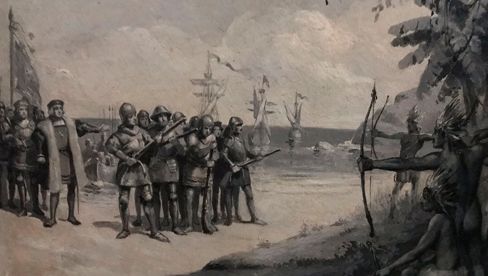 Ilustración de la llegada de Colón a Las Indias