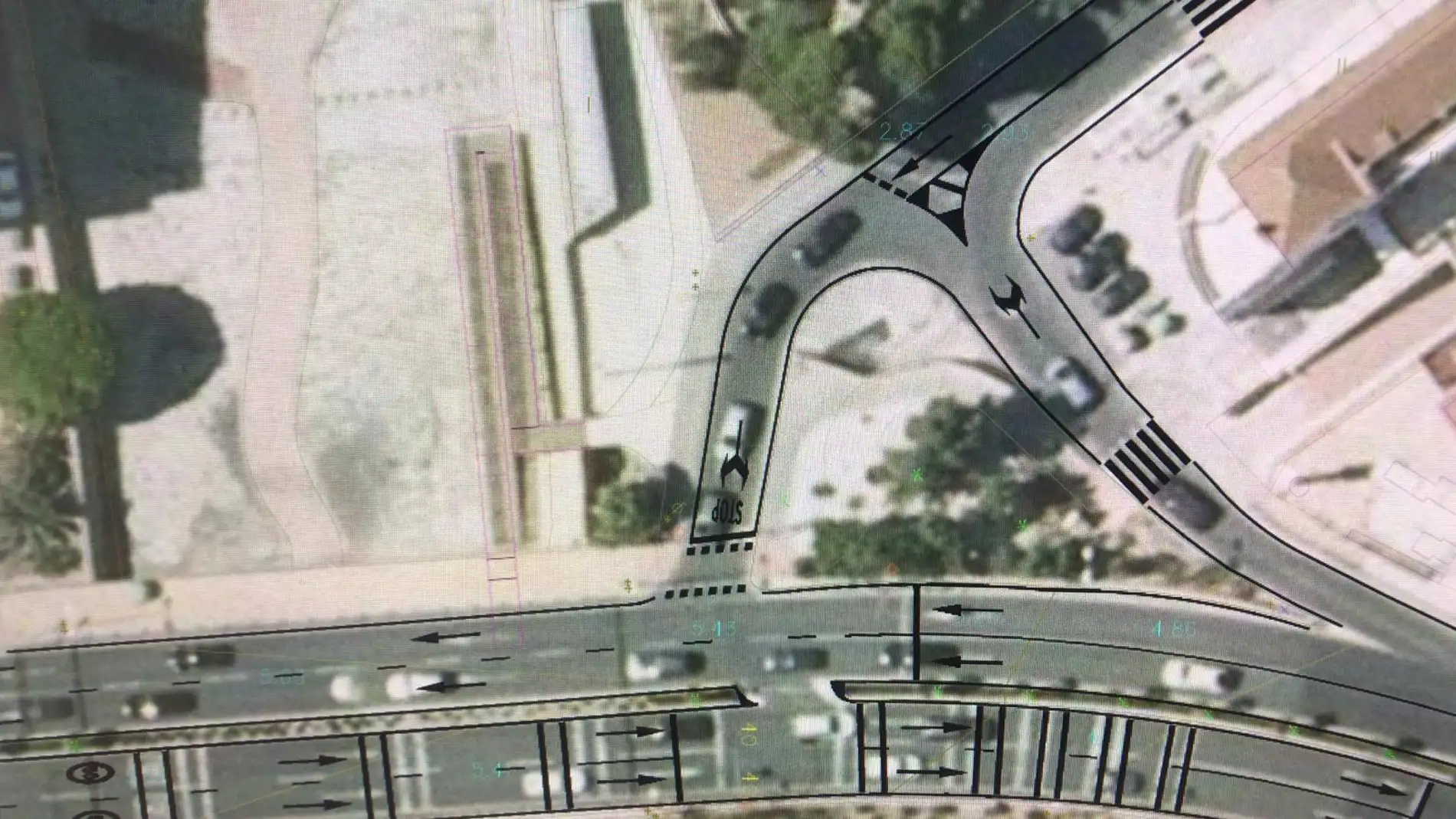 Plano de la pasarela peatonal en la playa de La Albufereta de Alicante 