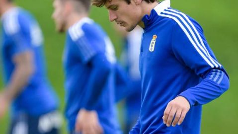 Marco Sangalli, en un entrenamiento del Oviedo.