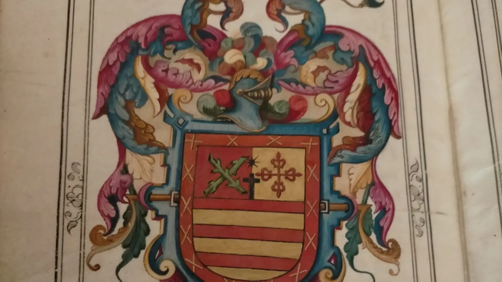 Uno de los escudos de la parte heráldica del legado al archivo municipal 