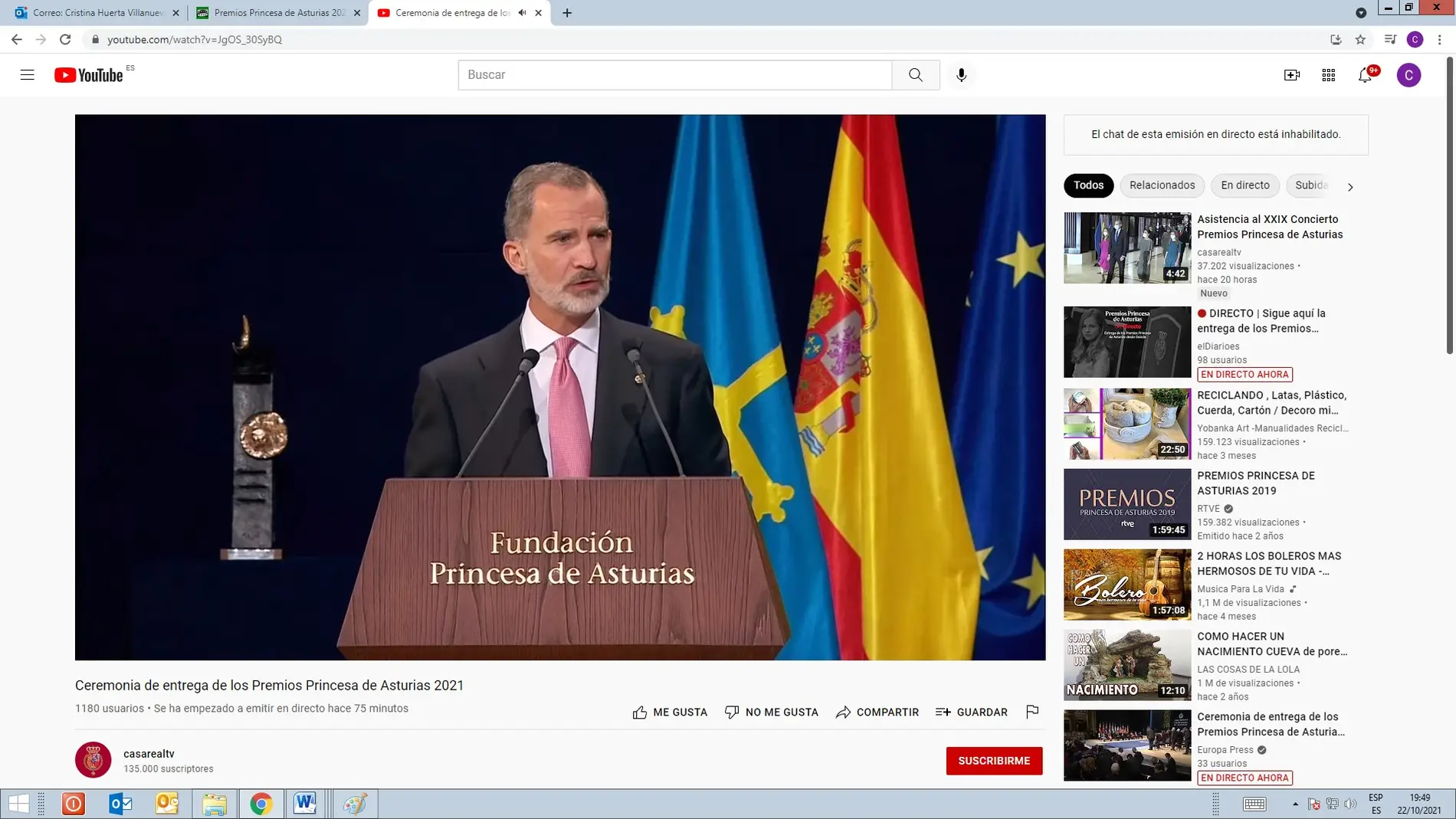 Discurso Felipe VI Premios Princesa de Asturias 2021