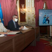 Irene García y Francisco Piniella en rueda de prensa Irene García y Francisco Piniella en rueda de prensa
