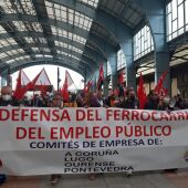 Manifestación en defensa del ferrocarril y del empleo público