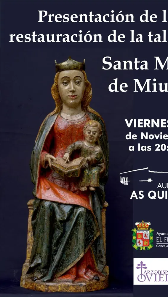 Restauran la talla de Santa Maria de Miudes.